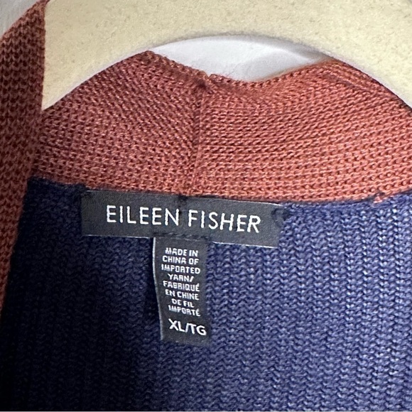 Eileen Fisher Contrast-Trim Side-Slit Open Front Long Cardigan XL - Picture 6 of 8